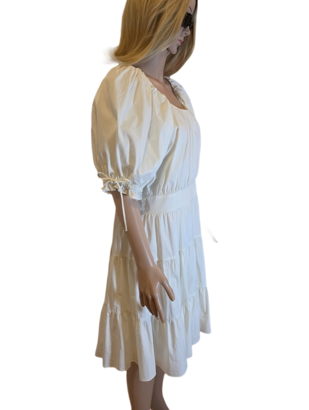 Rachel Parcell Soft White/Ivory Puff Sleeve Tiered Mini Dress - Size XL EUC - Picture 5 of 15